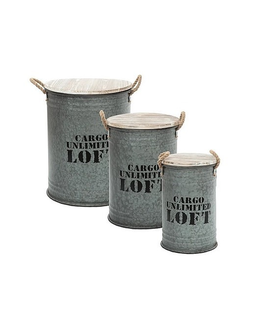 stoliki kawowe Stolik Kawowy 3 szt. Stoliki Beczki Metalowe Loft