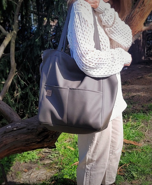 torby na ramię Lazy bag Pocket  torba taupe ekoskóra oversize