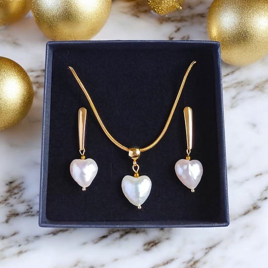komplet biżuterii RAZEM TANIEJ! komplet : serce - perła : wyjątkowy prezent PREMIUM