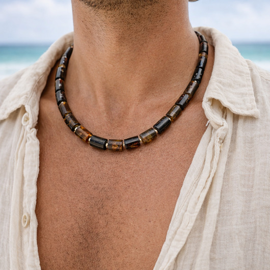 biżuteria męska Naszyjnik bursztynowy męski, bursztyn bałtycki