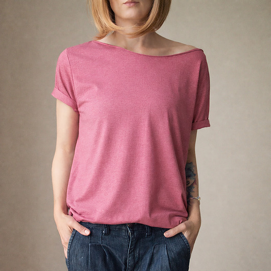 t-shirt damskie Różowy melanż Oversize