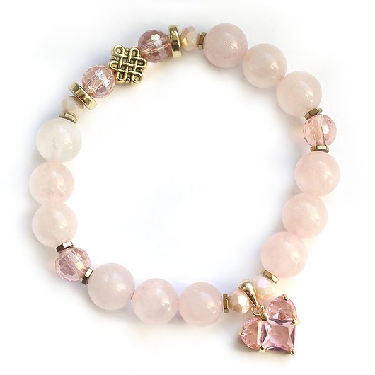 bransoletki z kamieni naturalnych Ukojenie Miłością Bezwarunkową - Kwarc różowy i hematyt pozłacany