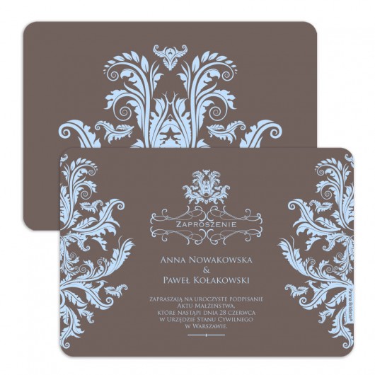 Zaproszenie Ślubne Kolekcja DAMASK BROWN Panna Bridette