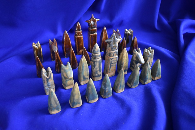 dodatki - różne Szachy ceramiczne seledynowe Kobaltowa Sroka