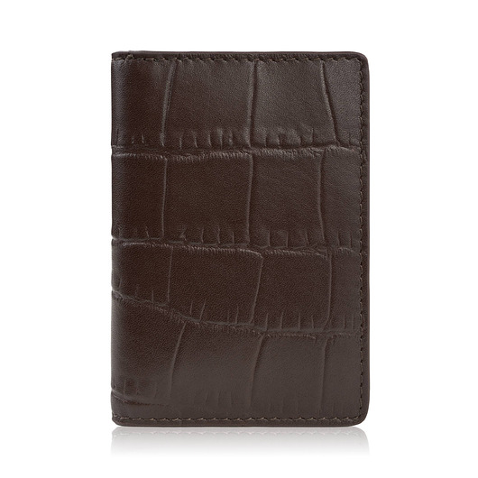 pokrowce i etui - różne Etui na karty brązowe skórzane z tłoczeniem croco eleganckie Paolo Peruzzi