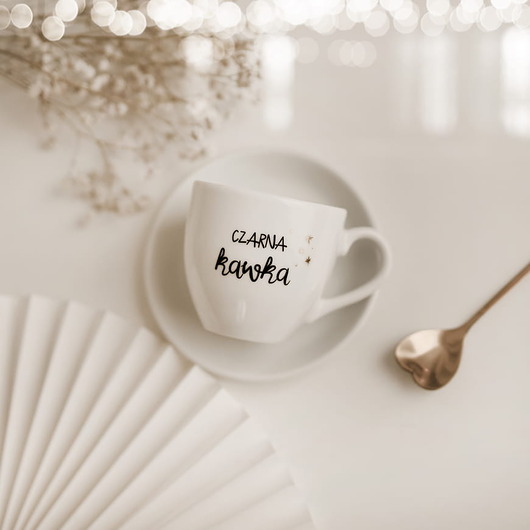 kubki i filiżanki Filiżanka 100 ml espresso ze spodkiem - Czarna kawka
