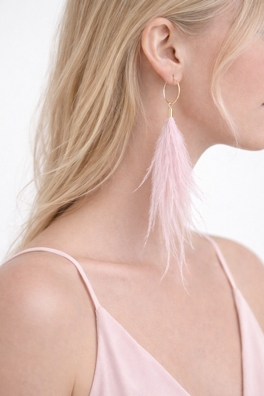 kolczyki z piórami Kolczyki z piór Kwarc