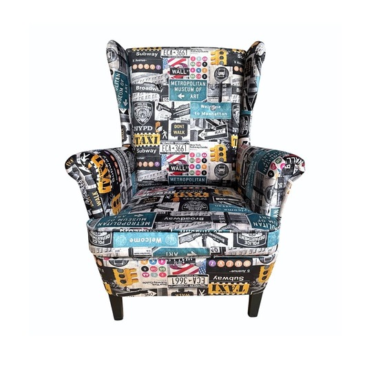 fotele Fotel uszak Nowy Jork we wzory, aksamitny