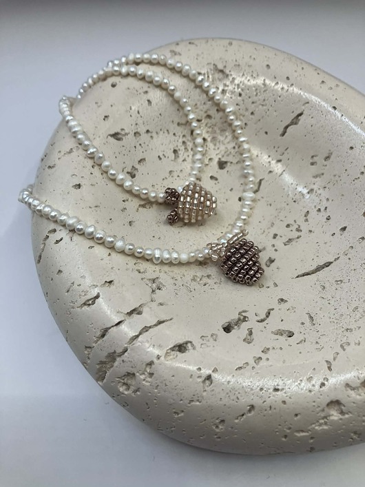chokery FROSTY STRAWBERRY - Naszyjnik z Pereł - Perły naturalne z truskawką handmade