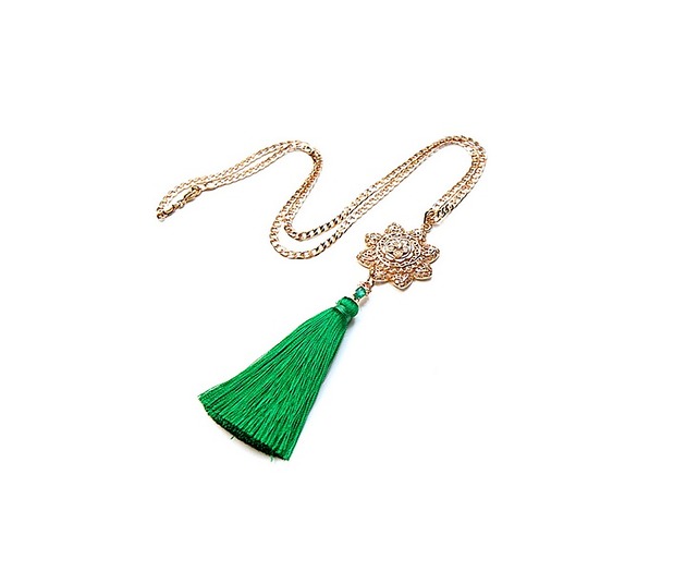 wisiory Boho /green rosette/  naszyjnik