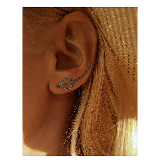 nausznice Komplet czarny kolczyk- nausznica Koło ze srebra na lewe ucho