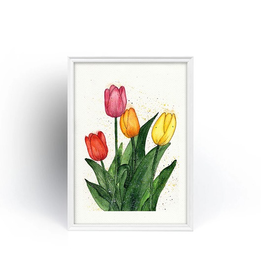 obrazy Sale! Oryginalna akwarela. Tulipany  A4