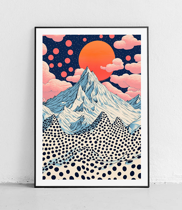 plakaty Plakat - Góry w Nocnym Słońcu