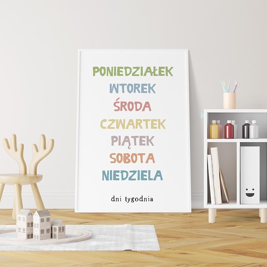 obrazy i plakaty do pokoju dziecięcego DNI TYGODNIA - plakat A3