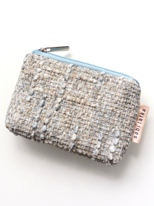 portfele damskie Mały portfelik card holder z plecionki Błękitny