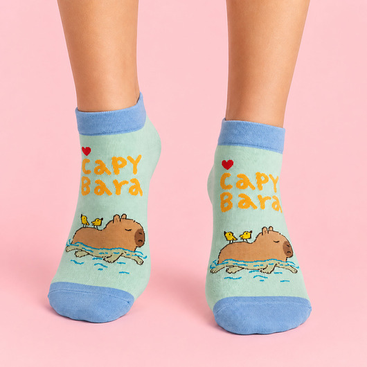 skarpetki damskie Skarpetki damskie krótkie Kapibara niebieskie bawełna CandySox 36-41