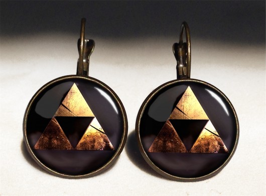Kolczyki duże wiszące Zelda triforce EGGinEGG