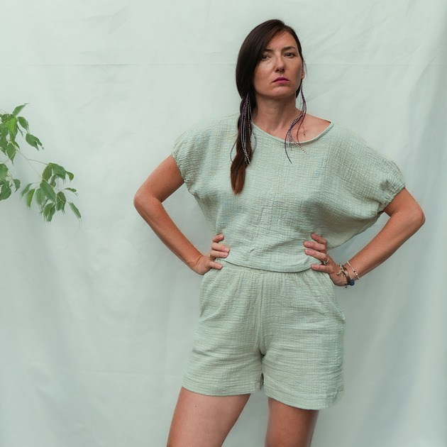 szorty damskie Szorty -  lniany muslin