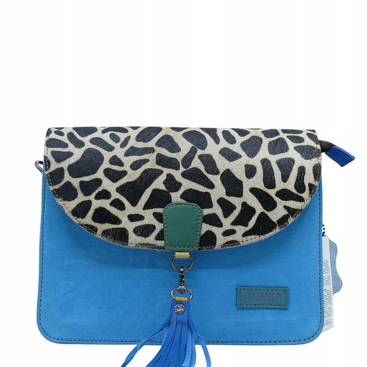 torby na ramię Torebka klasyczna damska zamszowa odpinany chwost brelok OLIVKA