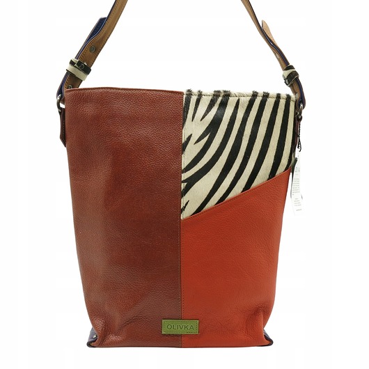 torby na ramię Torebka skórzana damska na ramię, mieści format A4 pojemna OLIVKA