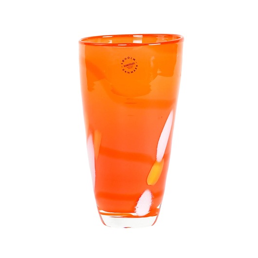 wazony Wazon szklany pomarańczowy, duński design, lata 60, produkcja: S