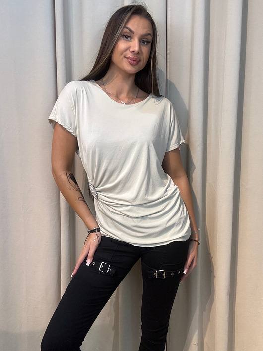 t-shirt damskie Bluzka z ozdobą Beige