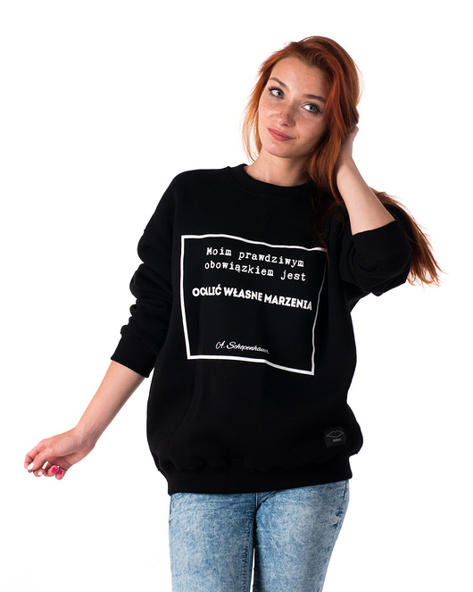 bluza bez kaptura damska Bluza unisex z cytatem, Schopenhauer, "Marzenia"