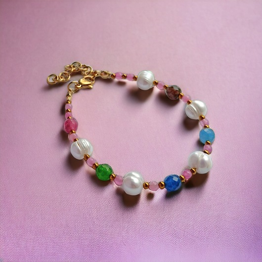 bransoletki z kamieni naturalnych Candy UNIKAT : jadeit multicolor : bransoletka