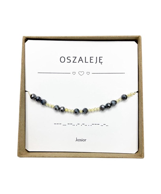 bransoletki na sznurku Oszaleję Bransoletka z alfabetem Morse Terahertz i Kwarc żółty