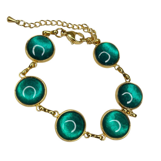 bransoletki złote Pozłacana bransoletka w perłowym odcieniu szmaragdu