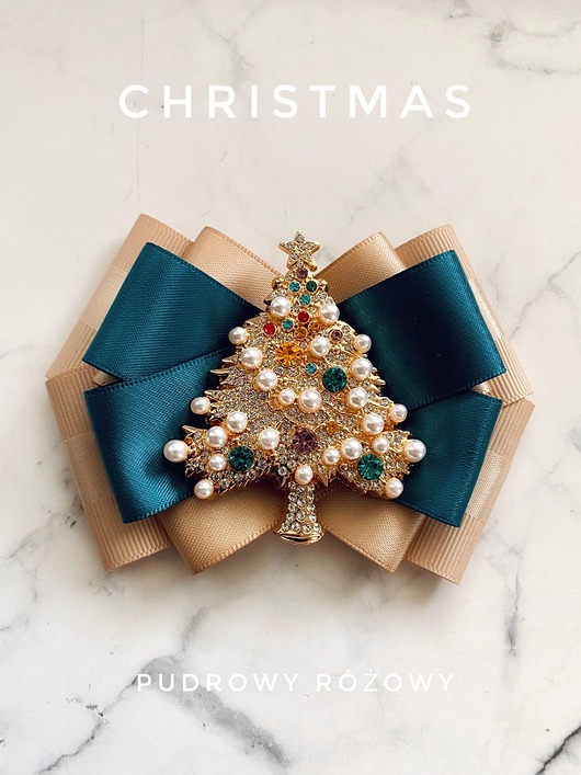 broszki Brosza z Choinką z perłami Mikołajki Święta