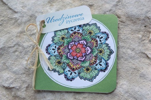 kartka urodzinowa Zielona Mandala Pracownia Faramuszka