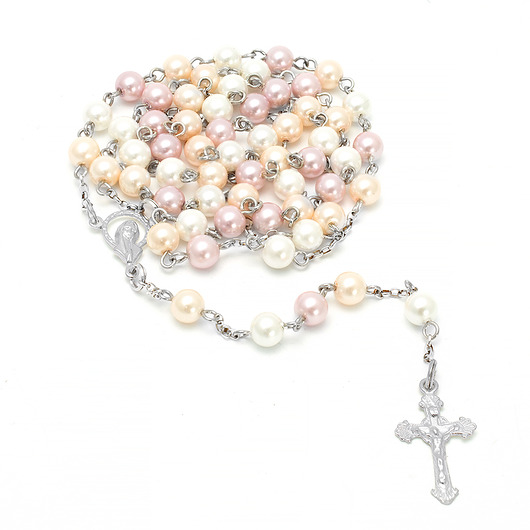 komunia - pozostałe Ręcznie robiony różaniec komunijny, PERŁY 6mm, SREBRO 925