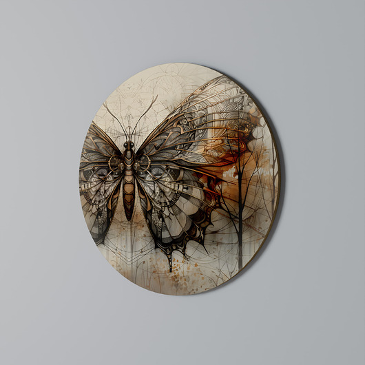 obrazy MECHANICAL BEAUTY UNVEILED Obraz okrągły 69cm - dekor dębu