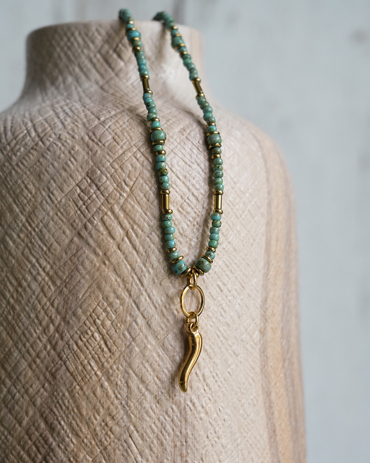 chokery Naszyjnik boho a'la turkus z papryczką