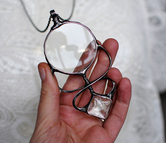 wisiory Naszyjnik lupa i dmuchawiec