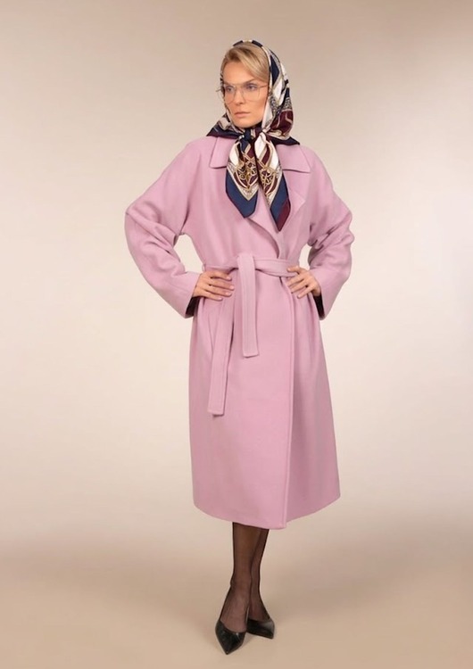 płaszcze damskie Różowy płaszcz z kaszmiru