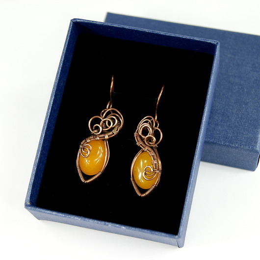 kolczyki wire wrapping Kolczyki z jadeitami