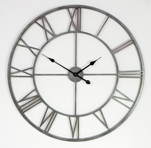 Zegar metalowy vintage Factory Silver 82,5cm Home Design