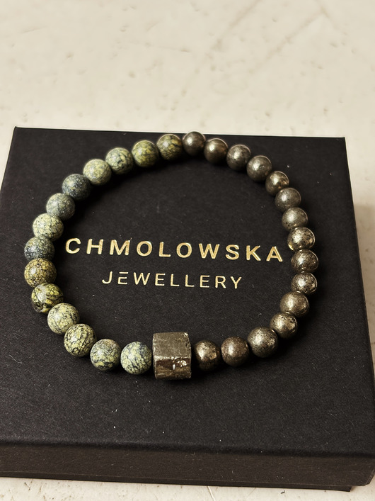 biżuteria męska Bransoletka Męska Piryt i Serpentynit