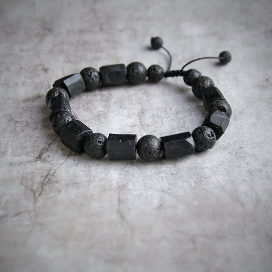 biżuteria męska Czarny turmalin, lawa - ochronna. PREMIUM