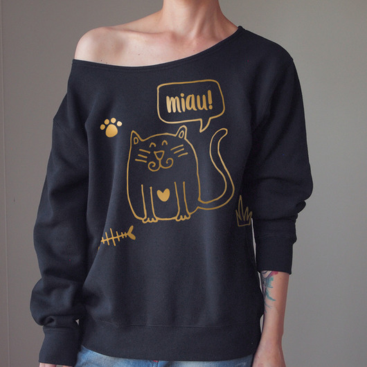 Gruby Oversize Kot Czarna Max Z ONE MUG A DAY