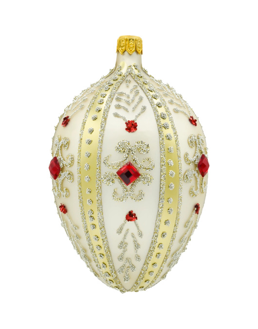 ozdoby choinkowe Bombka choinkowa: Ekskluzywne jajo Faberge z czerwonymi kamieniami: srebrne