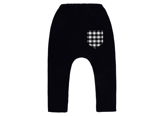 Spodnie baggy z kieszonką czarna krata black nonino