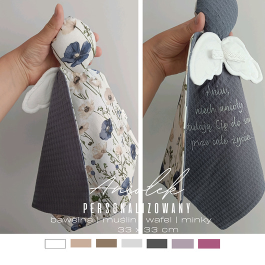 akcesoria na chrzest Aniołek - pamiątka narodzin, chrztu  kolory  haft