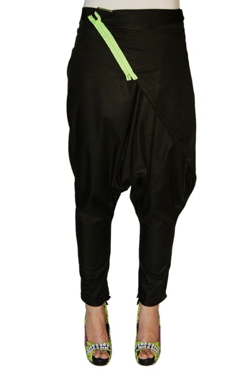 Si: trousers 04 - czarny & jaskrawa zieleń  Si Haute Fashion