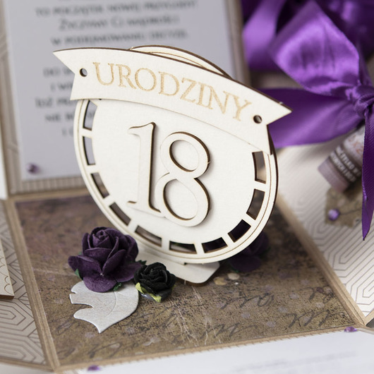 kartki scrapbooking 18 urodziny, exploding box, kartka 3d osiemnastka