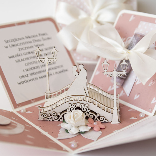 kartki scrapbooking Pamiątka ślubu, exploding box, kartka 3d na wesele