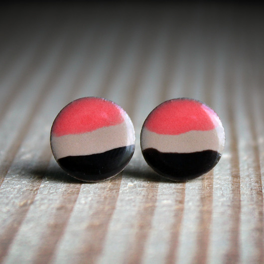 kolczyki ceramiczne Czekoladowe 9mm/stal chirurgiczna/