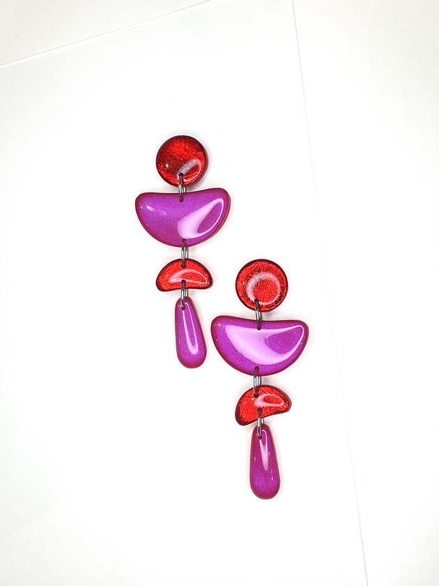 kolczyki z masy plastycznej TIDO czerwone kolczyki